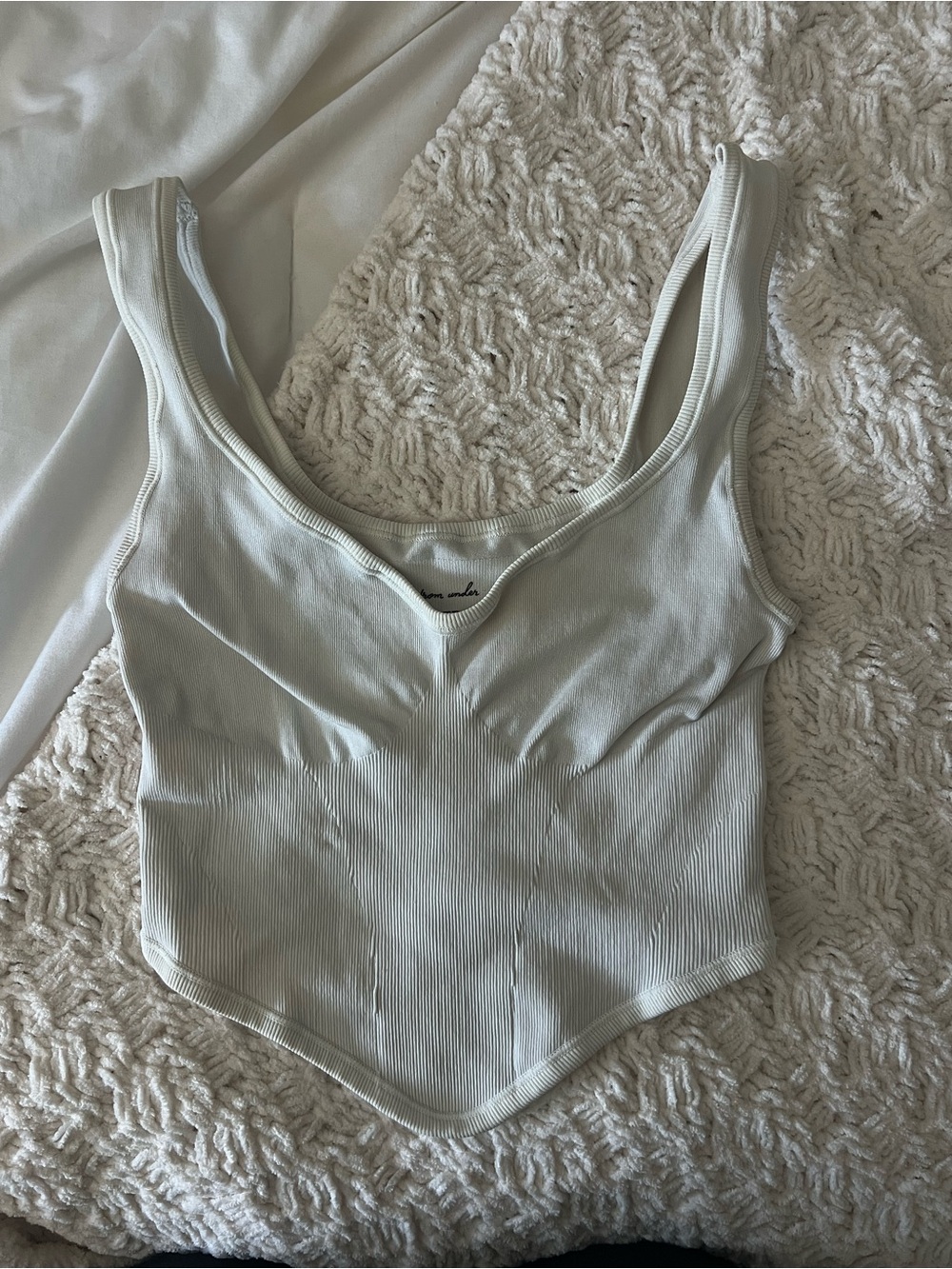 Urban Outfitters Beige Ribbed Tank Top  - Women